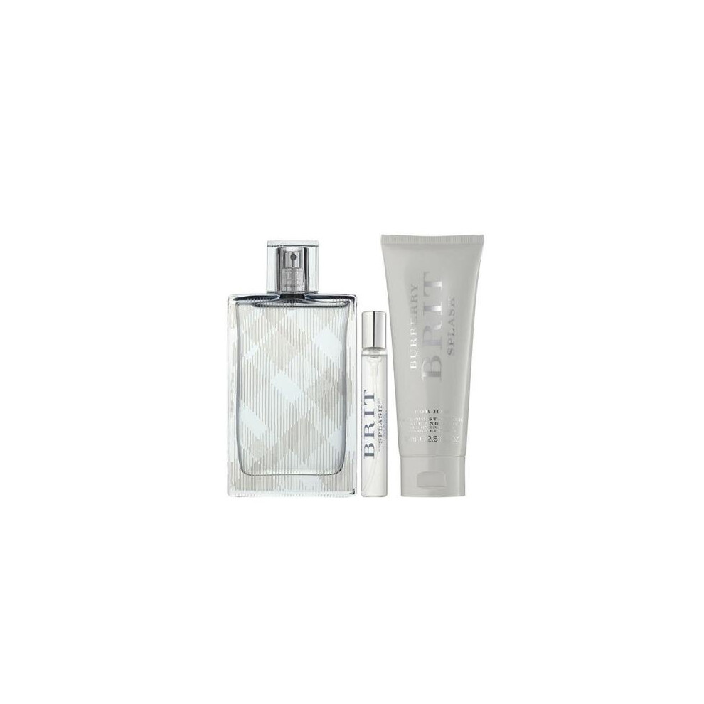 Burberry Brit Splash 3 Pcs Set: 3.3 Eau De Toilette Spray + 0.25 Oz Eau De Toilette Spray + 2.6 Oz Gel-Moisturiser Face And Body (Hard Box)