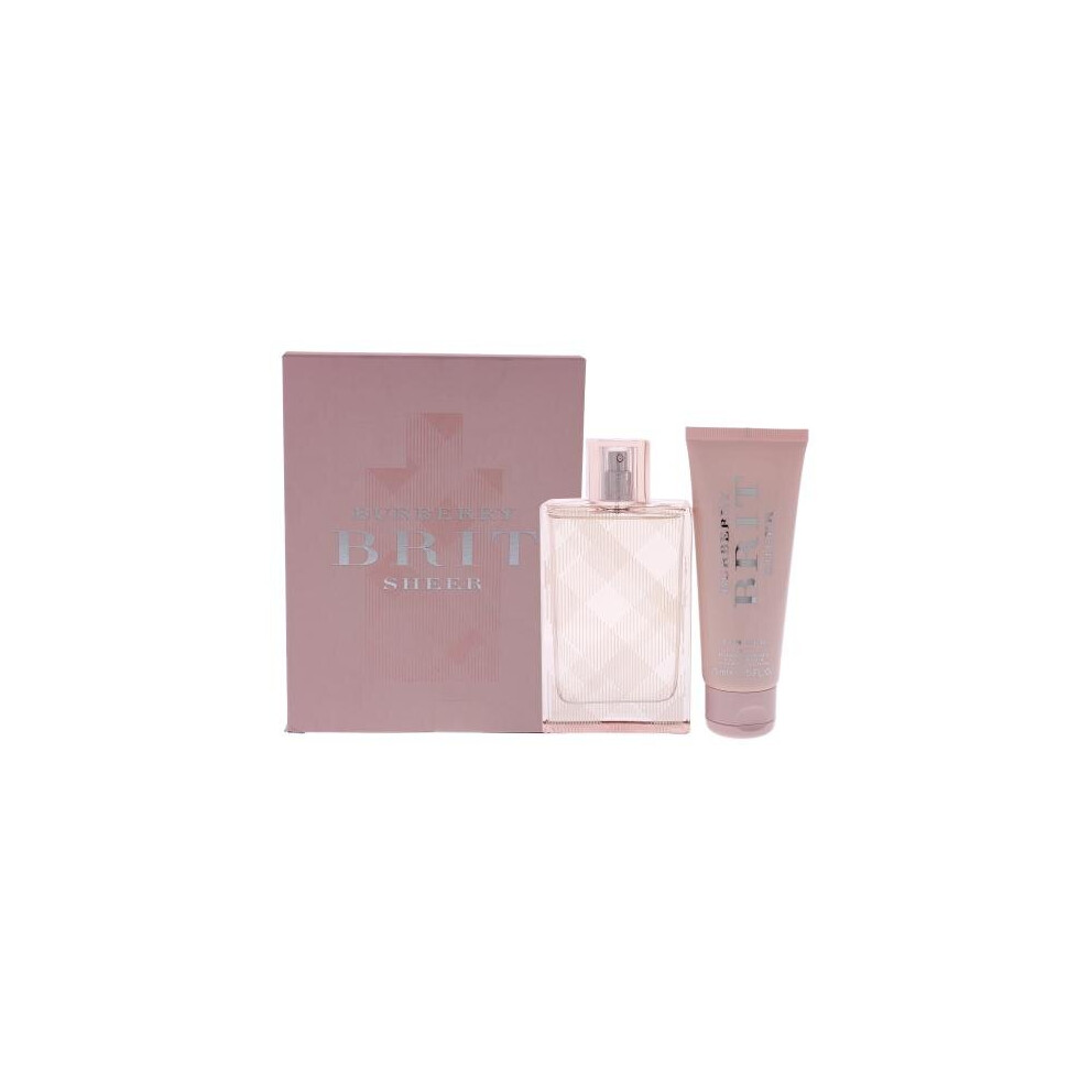 Burberry Brit Sheer 2 Pcs Set For Women: 3.3 Eau De Toilette Spray + 2.5 Body Lotion (Travel Set)