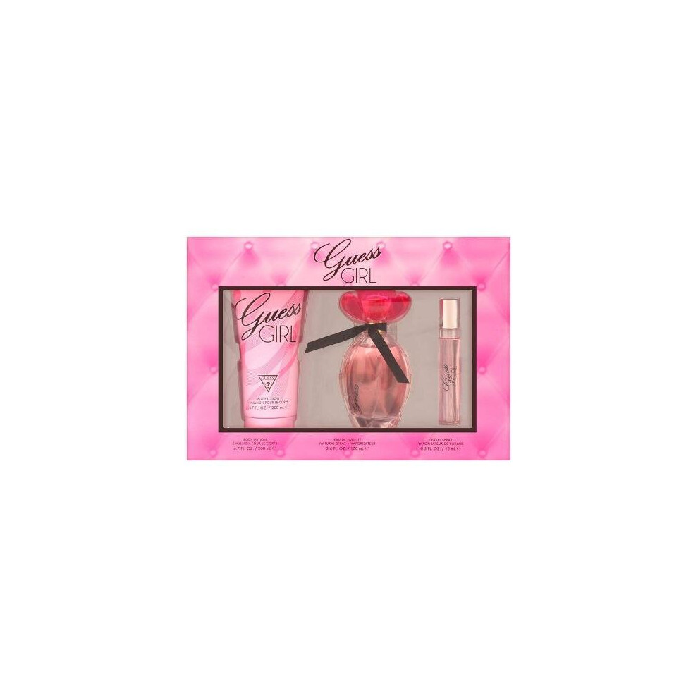 Guess Girl 3 Pcs Set: 3.4 Eau De Toilette Spray + 15 Ml Travel Spray + 6.7 Body Lotion