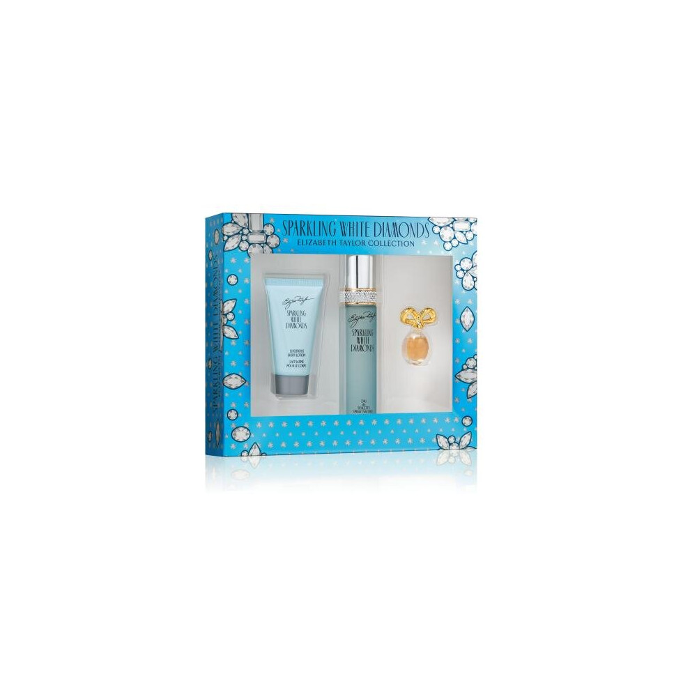 Sparkling White Diamonds 3 Pcs Set: 1.7 Eau De Toilette Spray + 1.7 Body Lotion + 0.12 Oz Parfum (Window Box)