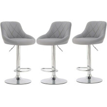 3 x Grey Bar Stools Faux Leather, Milan set of 3 Barstools Kitchen Breakfast Bar