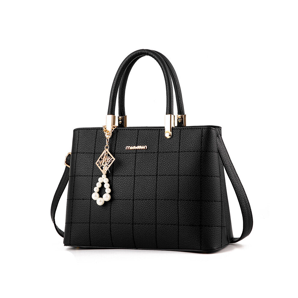 (Black) Women Handbag Shoulder Bag Fashion Ladies PU Leather Tote Bag