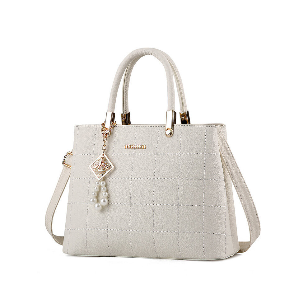 (White) Women Handbag Shoulder Bag Fashion Ladies PU Leather Tote Bag