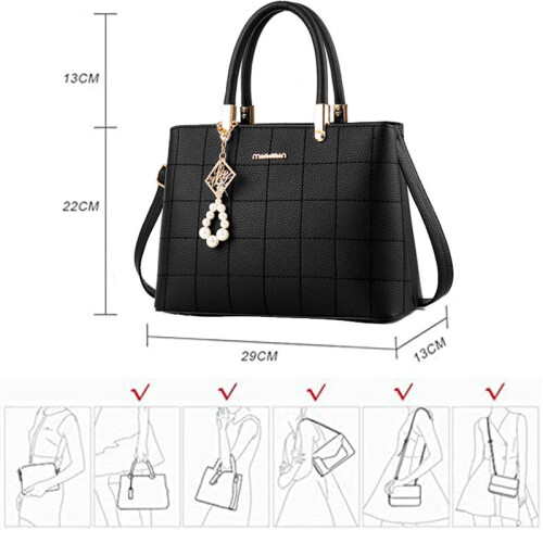 (Grey) Women Handbag Shoulder Bag Fashion Ladies PU Leather Tote Bag 1