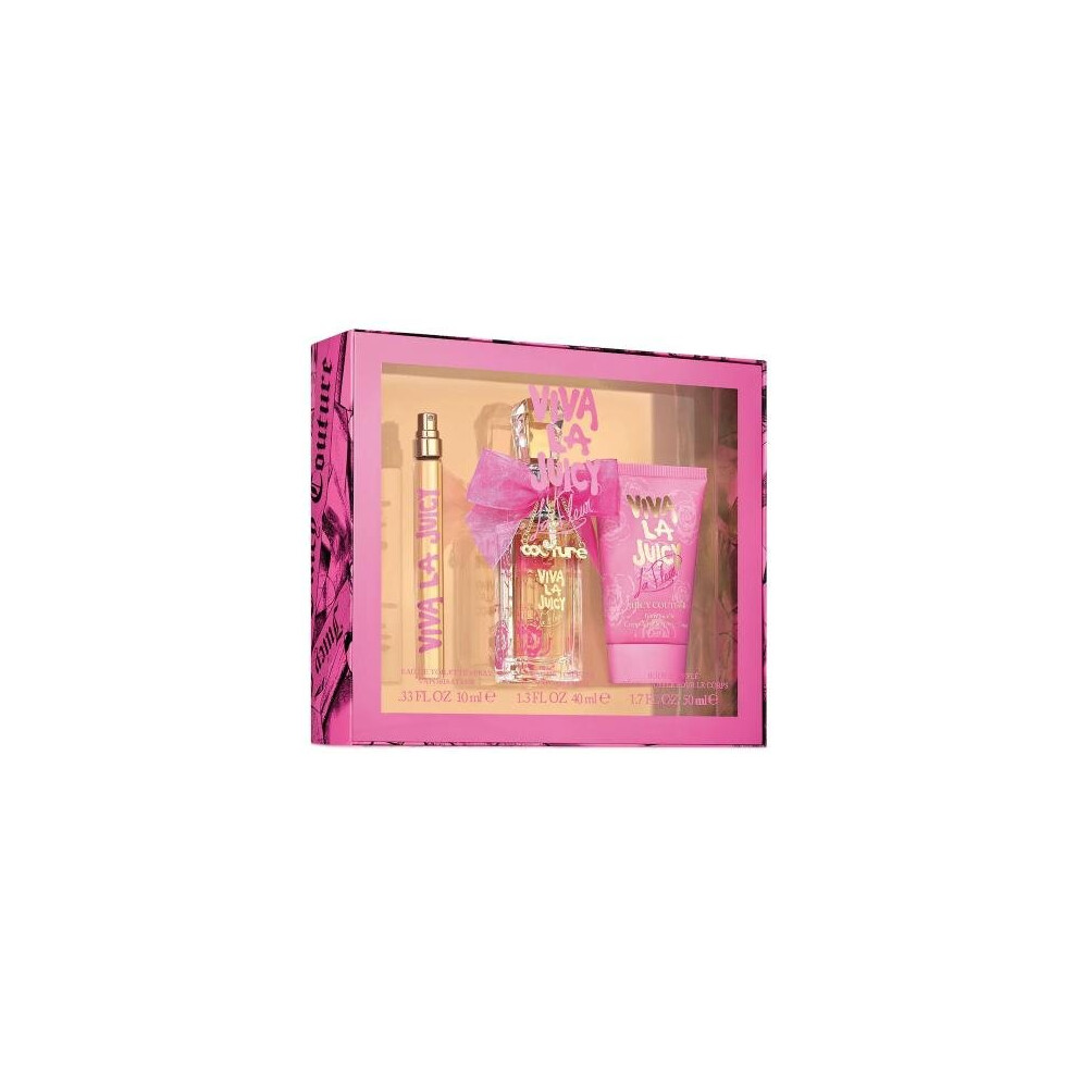 Viva La Juicy La Fleur 3 Pcs Set: 1.3 Edt Sp + 0.33 Oz Edt Sp + 1.7 Body Souffle