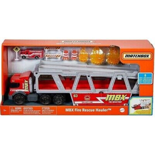 Matchbox Transporter Fire Rescue Hauler with Accessories Playset