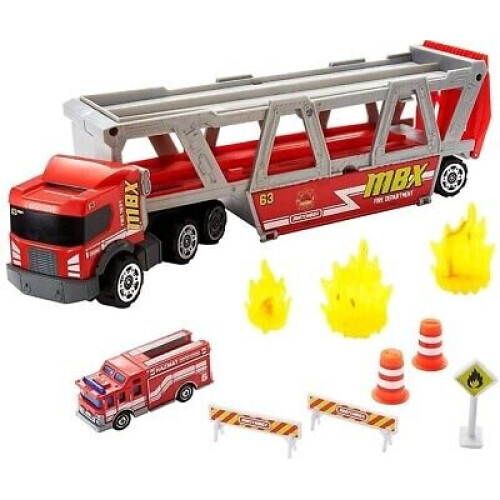 Matchbox Transporter Fire Rescue Hauler with Accessories Playset 1