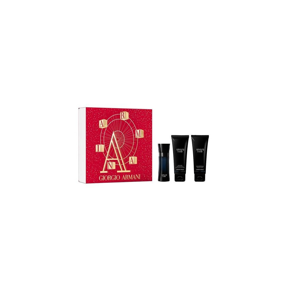 Armani Code 3 Pcs Set For Men: 1.7 Edt Sp + 2.5 Body Shampoo + 2.5 After Shave Balm