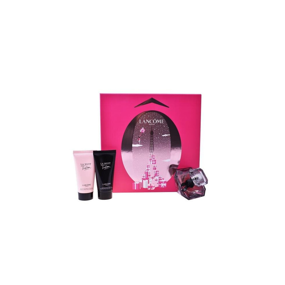 Tresor La Nuit 3 Pcs Set: 1.7 Eau De Parfum Spray + 1.7 Body Lotion + 1.7 Shower Gel (Hard Box)