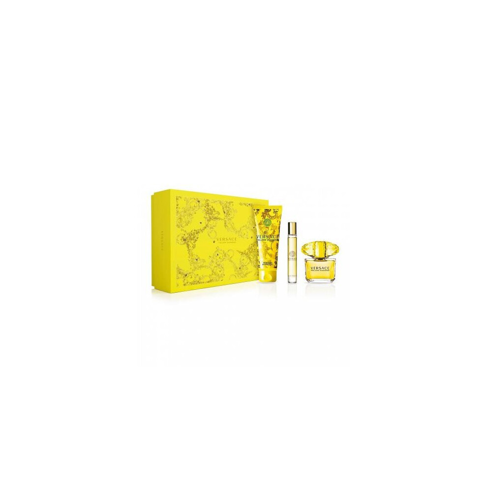 Versace Yellow Diamond 3 Pcs Set: 3 Oz Edt Sp + 10 Ml Edt Roller Ball + 5 Oz Shower Gel