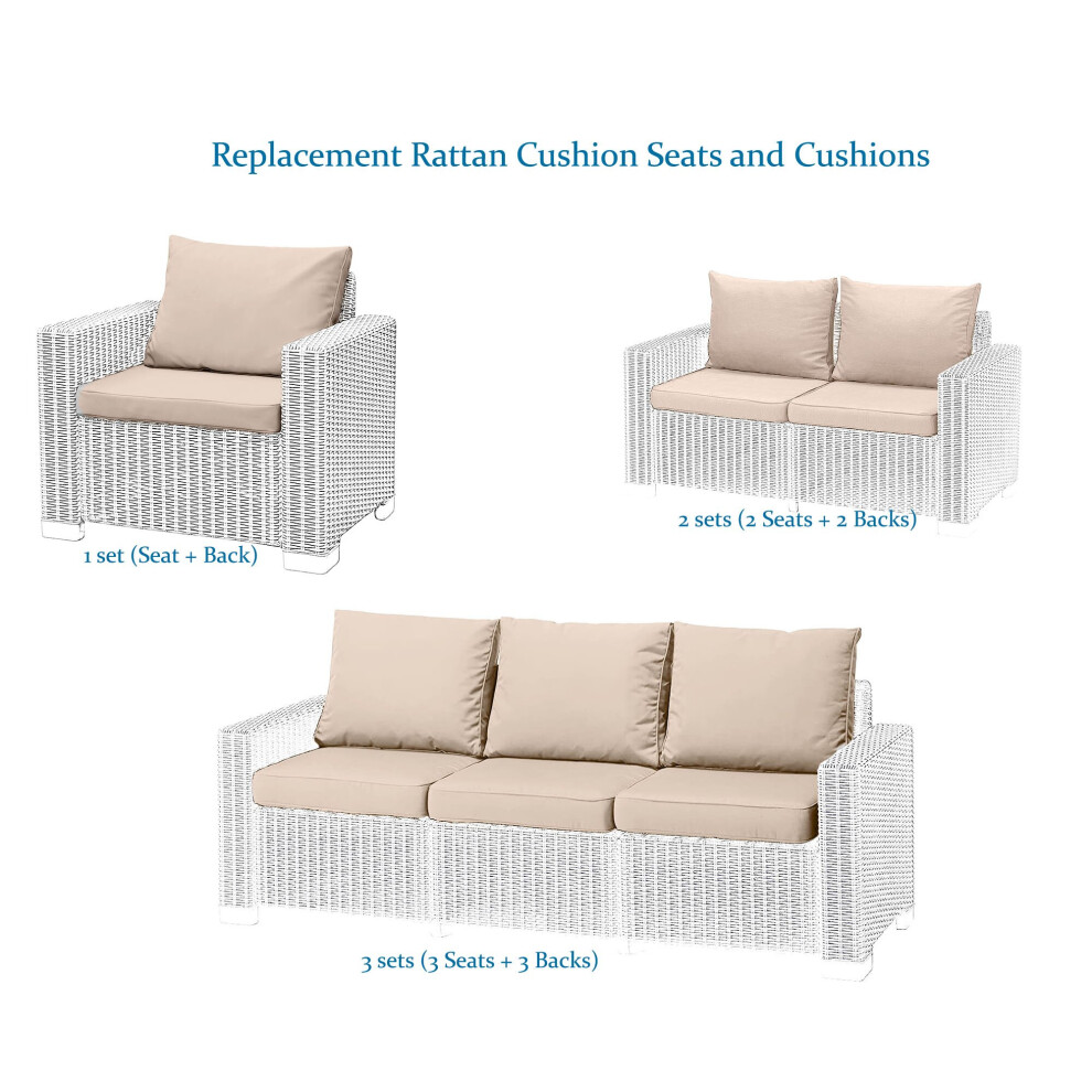 (Seat + Cushion 1 Set) Replacement Rattan Cushion Pads Grey Will Fit Keter Allibert California Garden Patio Furniture Seat Armchair Chair