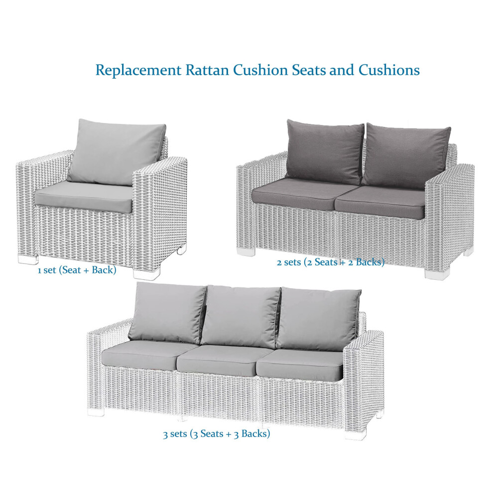 (Cushion Only) Replacement Rattan Cushion Pads Grey Will Fit Keter Allibert California Garden Patio Furniture