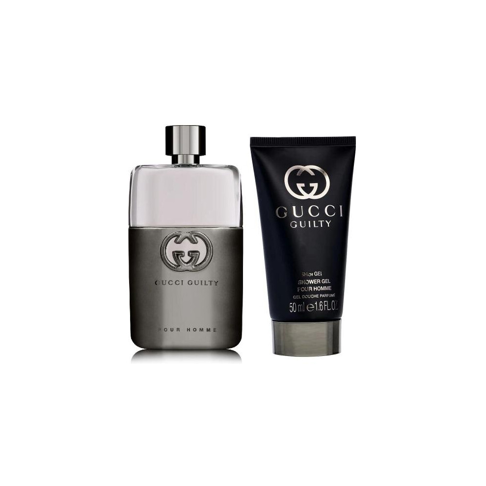 Gucci Guilty 2 Pcs Set For Men: 1.7 Eau De Toilette Spray + 1.7 Shower Gel (Hard Box)