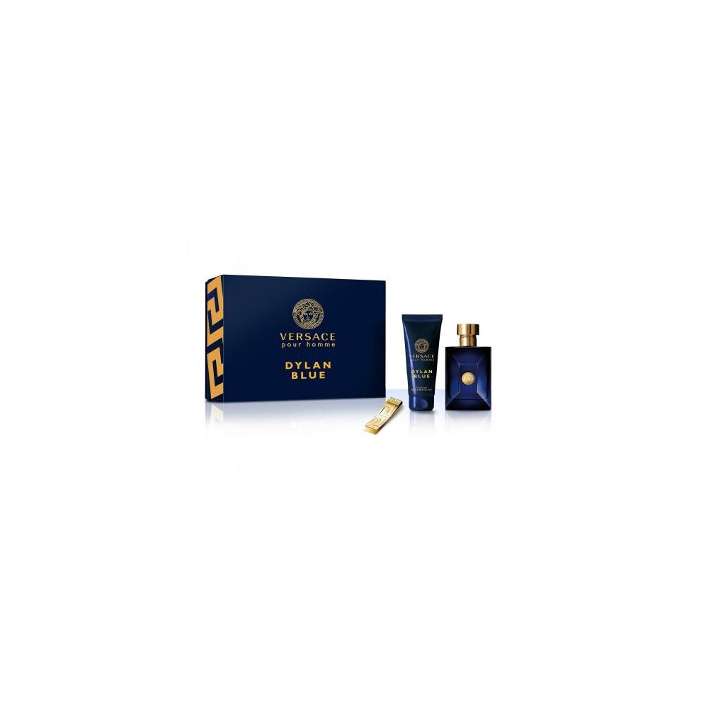 Versace Dylan Blue 3 Pcs Set For Men: 3.4 Eau De Toilette Spray + 3.4 Shower Gel + Versace Money Clip