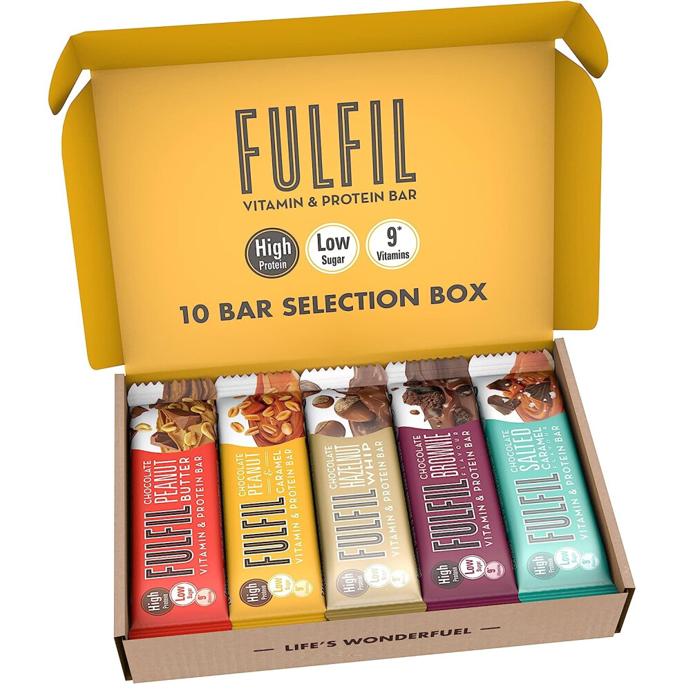 Fulfil Vitamin and Protein Bar (10 x 55 g Bars)   10 Bar Selection Box  20 g High Protein, 9 Vitamins, Low Sugar