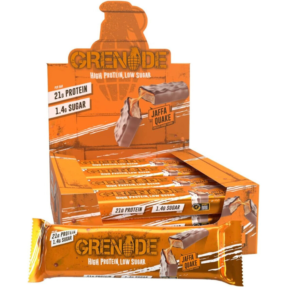 Grenade High Protein, Low Sugar Bar - Jaffa Quake, 12 x 60 g