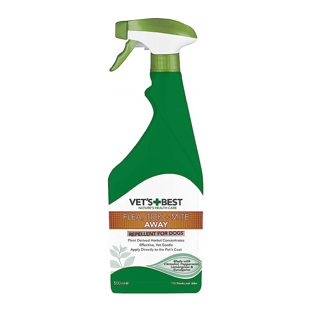Vets Best Store Vet's Best Flea Tick And Mite Flea Treatment Spray For Dogs | Plant Based Formula, 500 Ml (Pack Of 1)