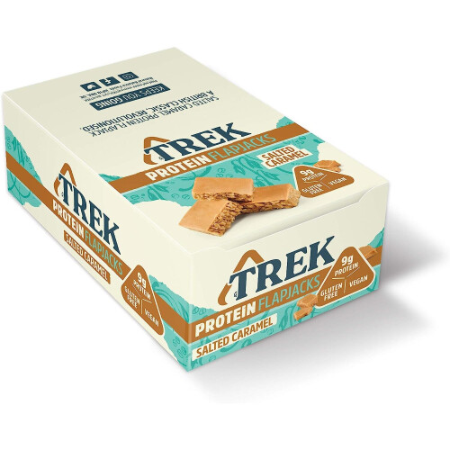 Trek TREK High Protein Flapjack Salted Caramel - Gluten Free - Plant Based - Vegan Snack - 50g x 16 bars 1