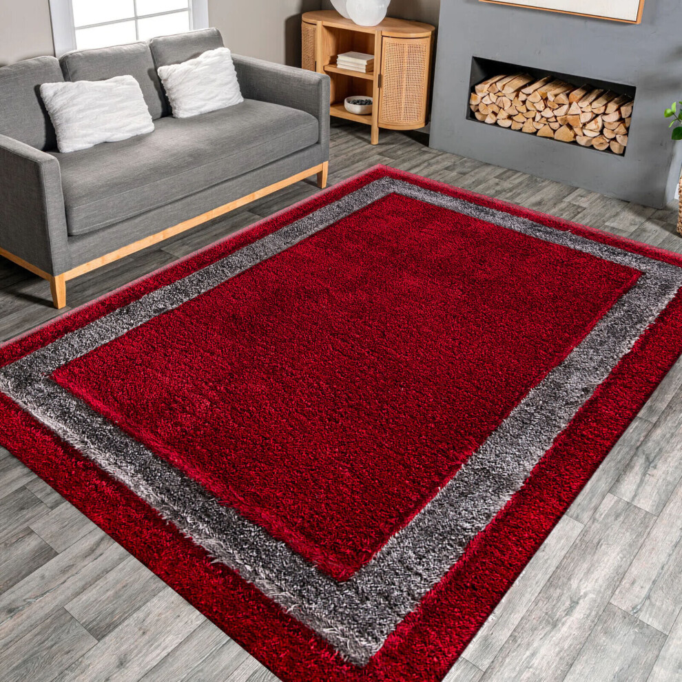 (120x170 Trani) Large Shaggy Rugs Living Room Thick Pile Runner Rug