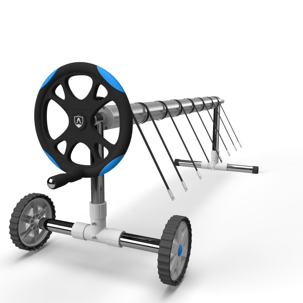 AREBOS mobile roller system for solar & pool tarpaulins | pool roller | length 3m - 5.70m | weather-resistant material | incl. fastening & rollers