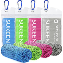 Sukeen Cooling Towel 4 Pack (40"x12") Cooling  Down Towel,Soft Breathable for Yoga,Sport,Running,Gym,Workout,Camping,Fitness,Workout & More Activities
