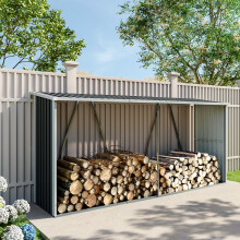 (Charcoal Black) Zinc Steel Firewood Log Storage Shed