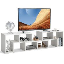 3-Piece Free-Combination TV Stand & Storage (Up to 65-Inch TV) Extendable 134-170 cm, 6 Open Shelves, Minimalist White