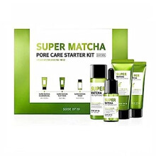 Super Matcha Pore Care Starter Kit,Facial Skin Care Set ,Toner 1.01Oz, Serum 0.33Oz, Cleansing Gel 1.42Oz, Clay Mask 1.48Oz / Sebum, Anti-wrinkle