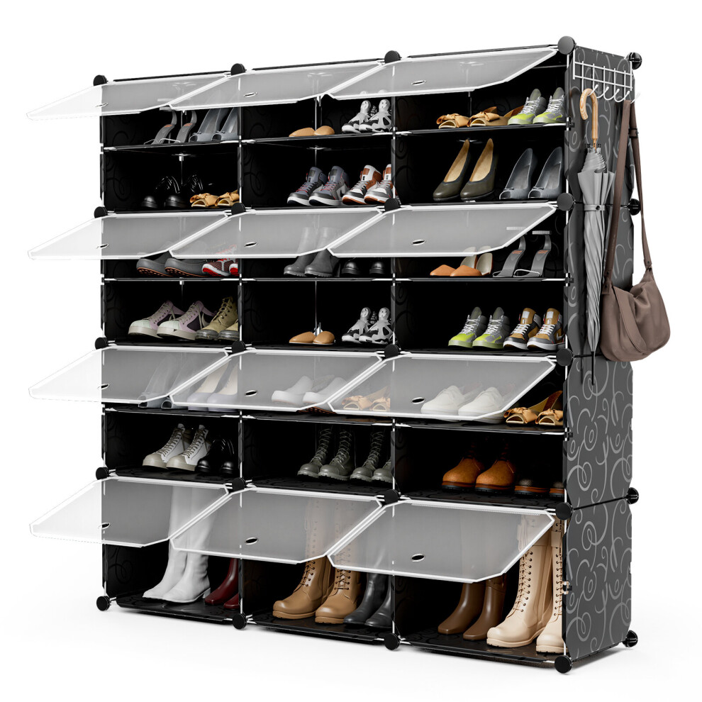48 Pairs Portable Shoe Rack 12- Cube Shoe Cabinet with Removable Shelf