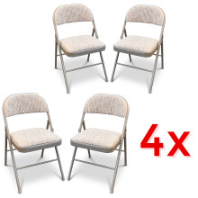 (4 x Chairs) FABRIC PADDING FOLDING CHAIR DELUXE STRONG METAL FRAME OFFICE WITH BACK REST NEW