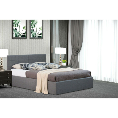 Comfy Living (5ft Kingsize, Grey) Chanel Linen Fabric Storage Ottoman Bed