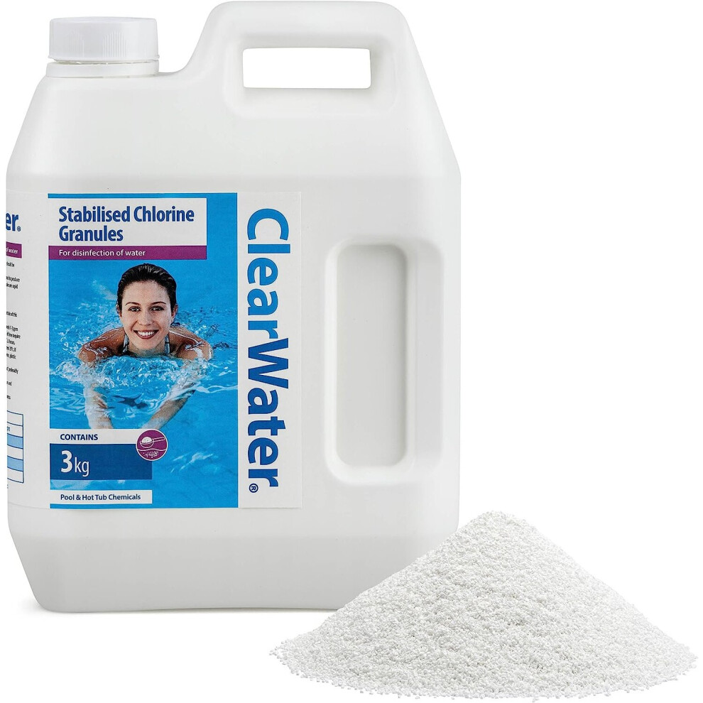 (2 x 3kg Chemical) 3kg Clearwater Chlorine Granules Water Treatment Swimming Pool Chemicals & Spa