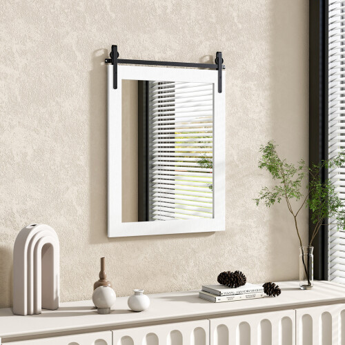 Costway Farmhouse Wall Mirror Decorative Vanity Mirror Wall Mounted Mirror 2