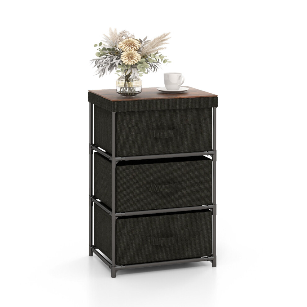 3-Tier Chests of Drawers Nightstand Organizer Fabric Dresser w/Drawers