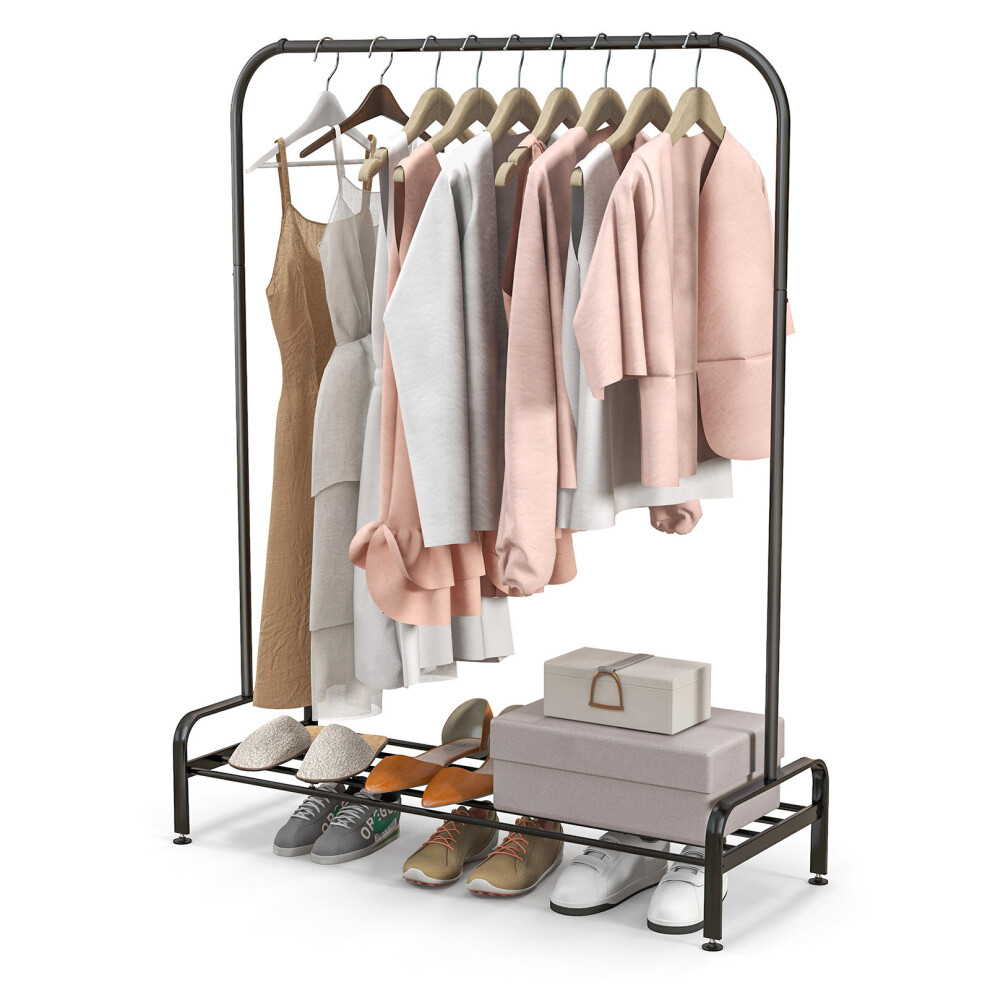 2 in1 Industrial Metal Clothes Rails Stand Coat Rack Storage Organizer