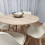Round Oak Effect Kitchen Dining Table With 4 Cream Tulip Chairs Set 4