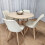 Round Oak Effect Kitchen Dining Table With 4 Cream Tulip Chairs Set 14