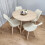 Round Oak Effect Kitchen Dining Table With 4 Cream Tulip Chairs Set 9