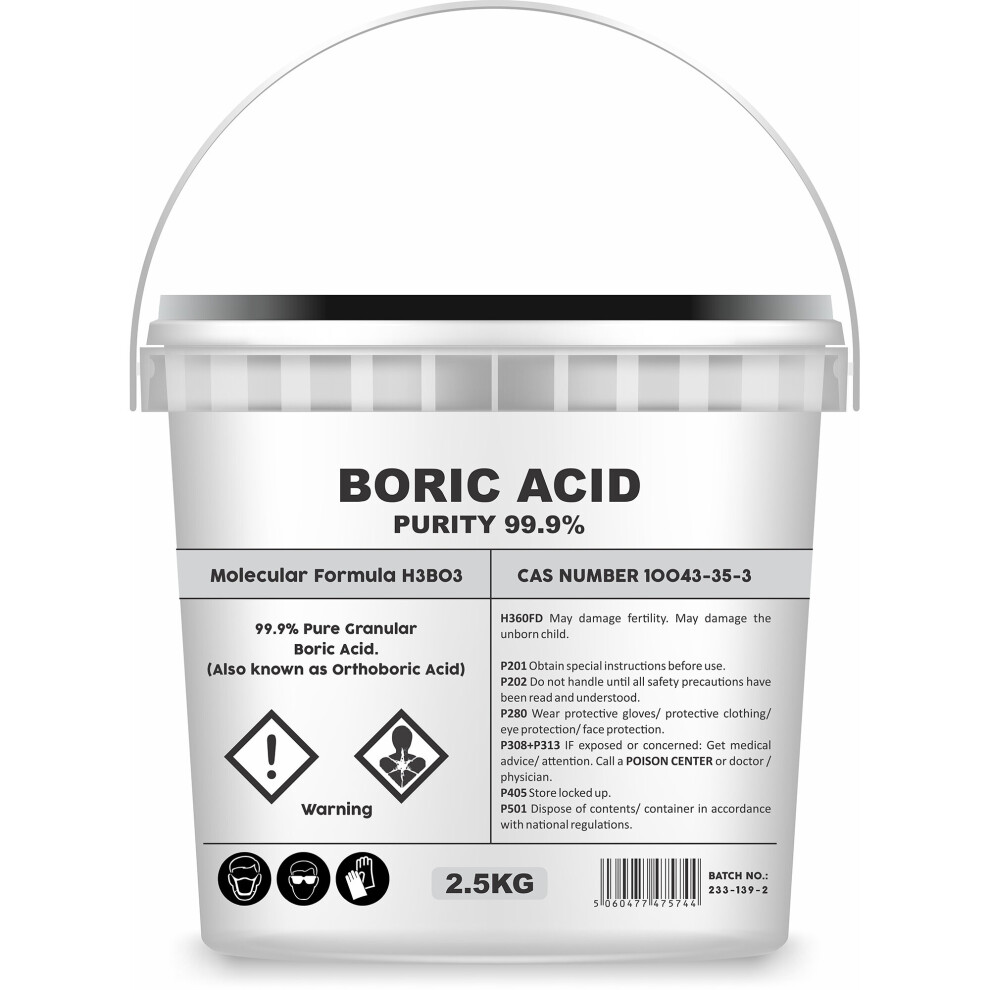 (2.5Kg) Boric Acid 99.9% Hydrogen Borate Acid PSN Bucket