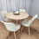 Round Oak Effect Kitchen Dining Table With 4 Cream Tulip Chairs Set 6