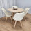 Round Oak Effect Kitchen Dining Table With 4 Cream Tulip Chairs Set 7