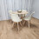 Round Oak Effect Kitchen Dining Table With 4 Cream Tulip Chairs Set 3