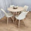 Round Oak Effect Kitchen Dining Table With 4 Cream Tulip Chairs Set 8