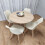 Round Oak Effect Kitchen Dining Table With 4 Cream Tulip Chairs Set 13