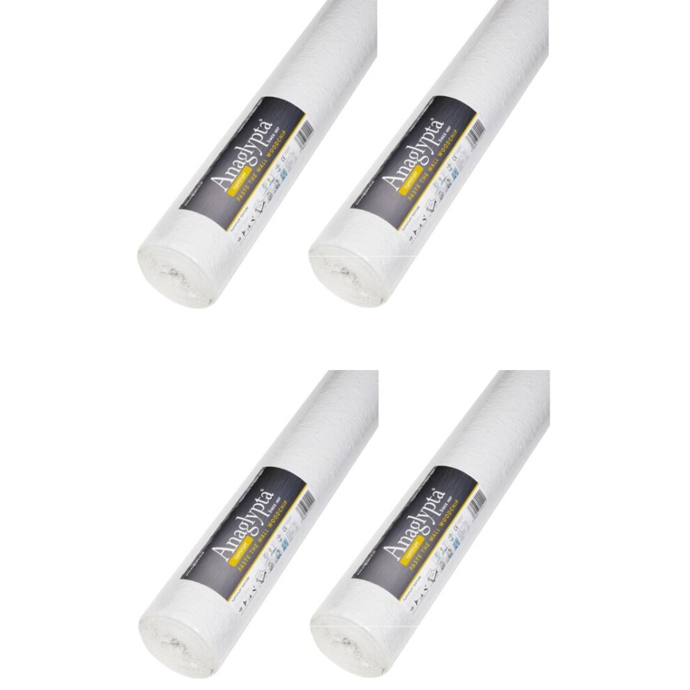 4 x Retford Anaglypta Woodchip Paintable Wallpaper Paste The Wall 10M