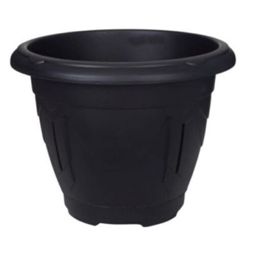Black Round Venetian Decorative Plastic Garden Flower Planter Pot 33cm