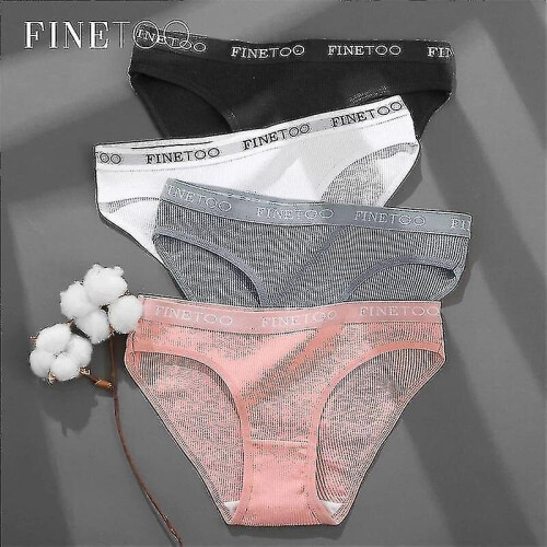 FINETOO 3Pcs/set Women Thongs Fashion Letter Cotton Panties M-XL Female  Underpants Ladies Sexy Underwear Women Bikini Panty New