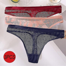 3pcs/set Sexy Panties Women G-string Thong Lace Underwear Pantys Low-waist Female Underpants Mesh Pe