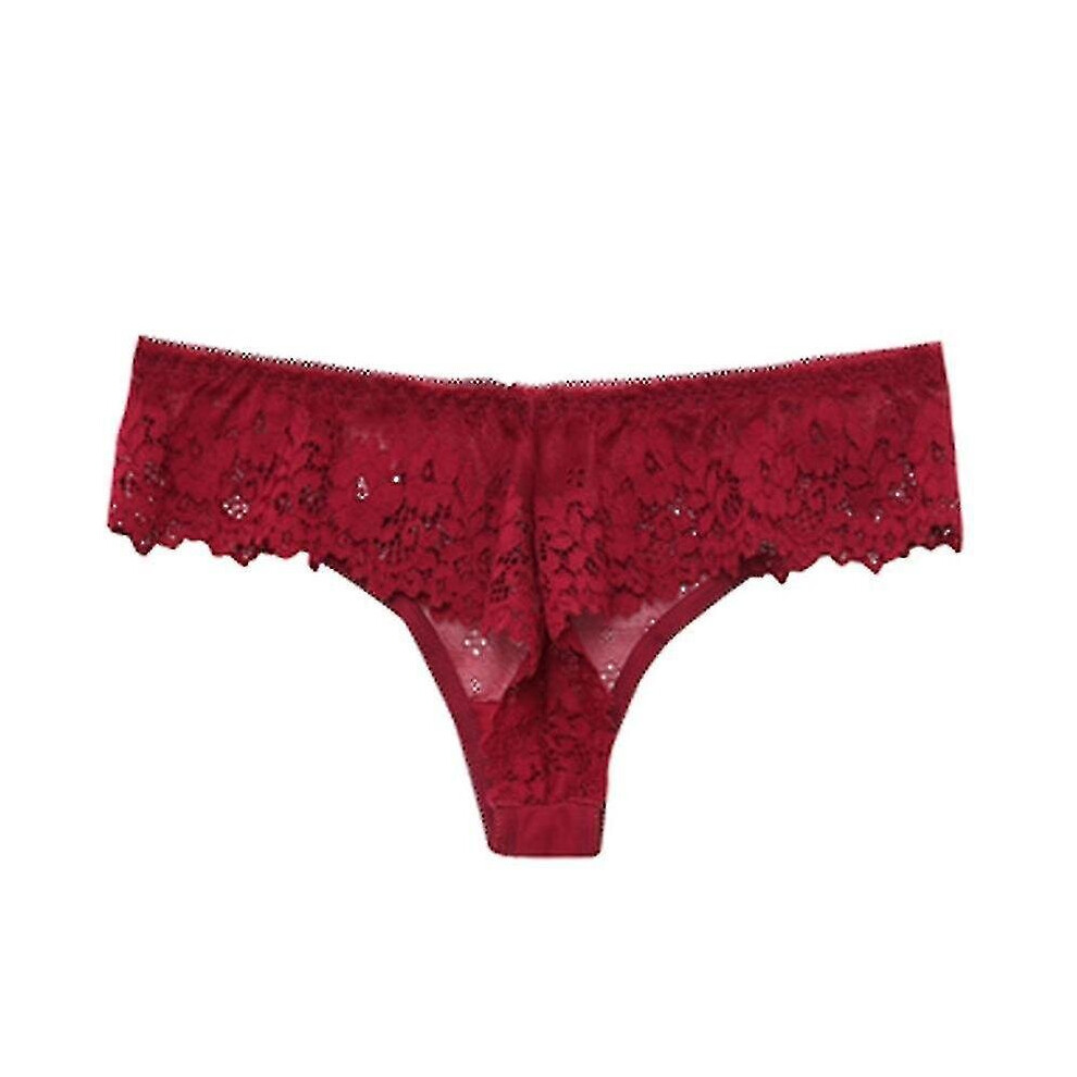 Termezy Women Sexy Lace Lingerie Temptation Low-waist Panties Embroidery Thong Transparent Hollow Ou