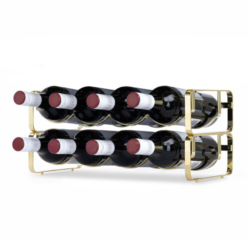 (GOLD) LIVIVO Stackable Wine Rack - Stylish Metal Storage Display for 8 Bottles